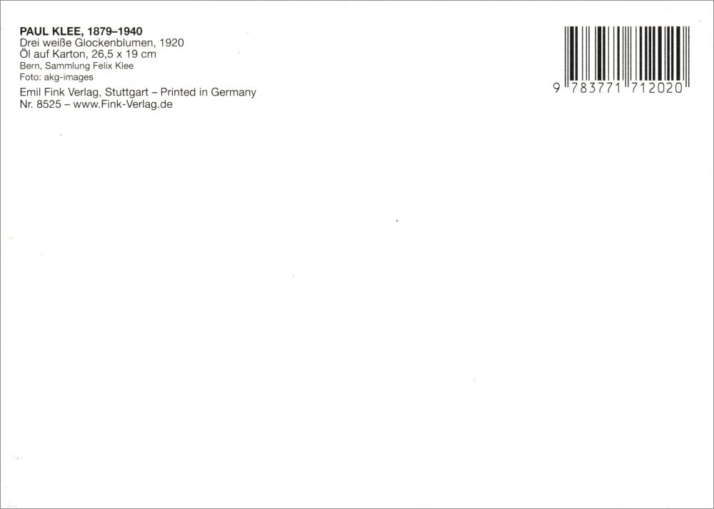 Kunstkarte Paul Klee "Drei weiße Glockenblumen"