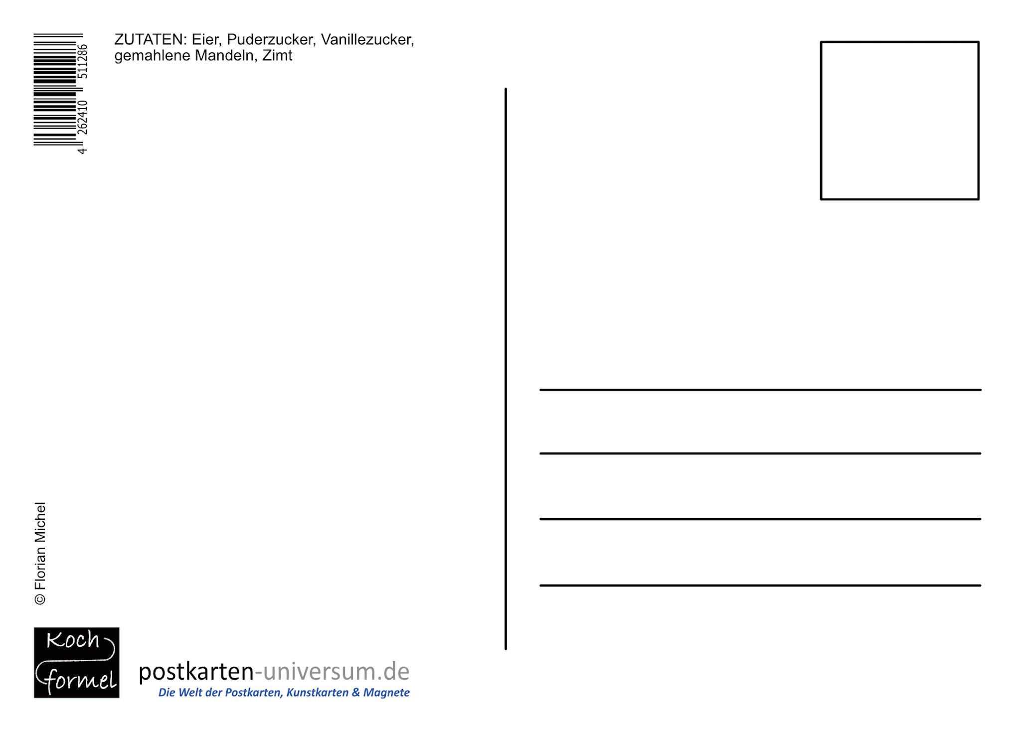 Rezept-Postkarte "Weihnachtsgebäck: Zimtsterne"