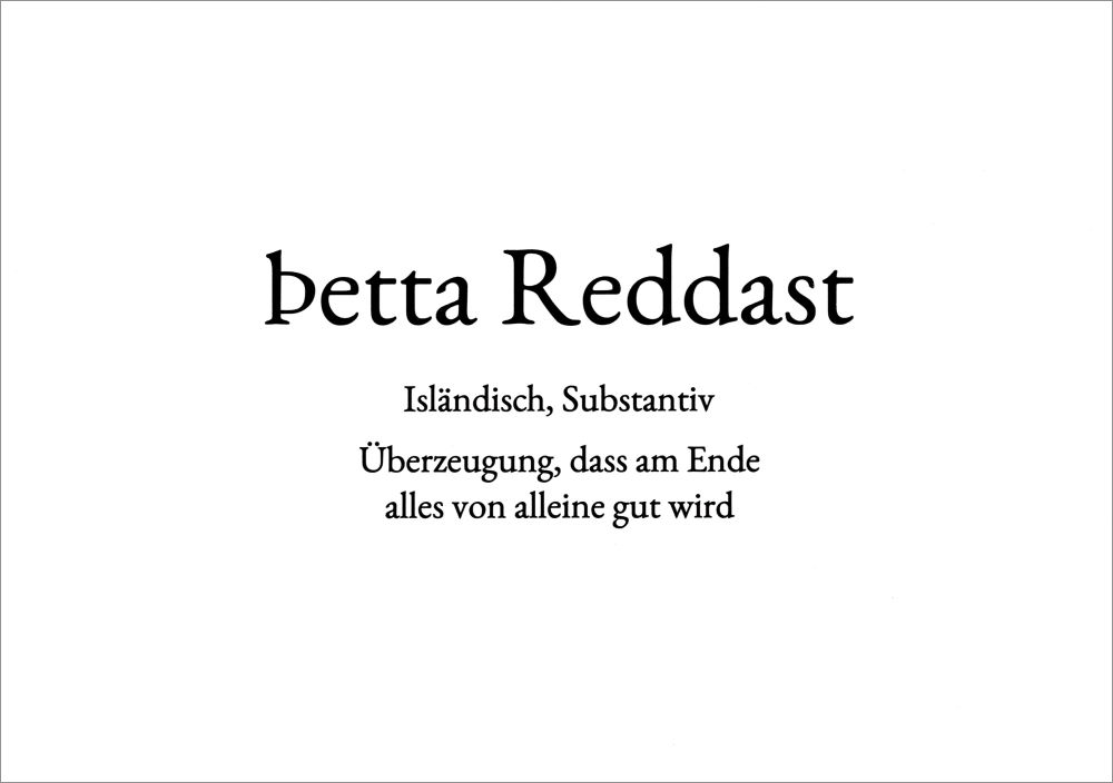 Wortschatz-Postkarte "petta Reddast" Wortschatz-Postkarte "petta Reddast"