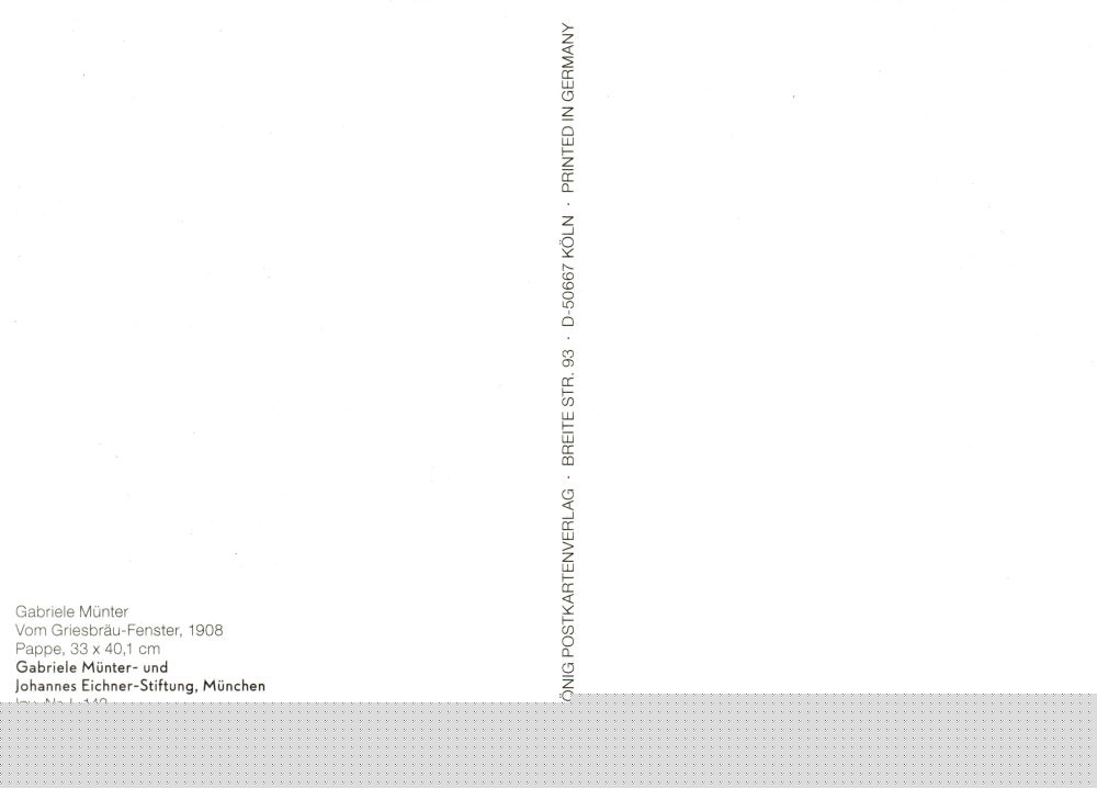 Kunstkarte Gabriele Münter "Vom Griesbräu-Fenster" (Rückseite)
