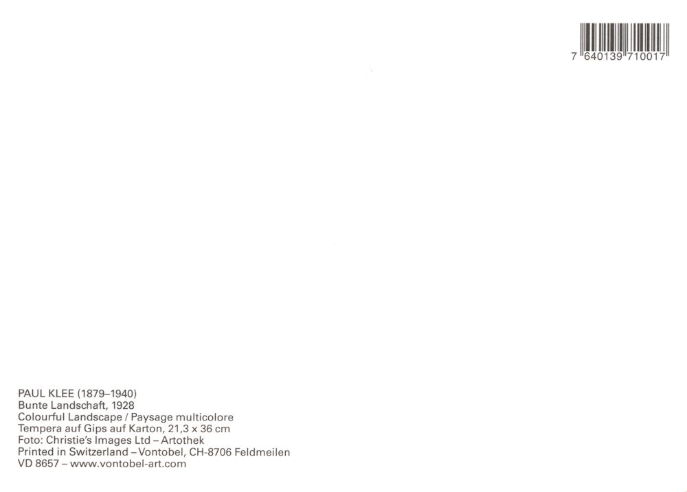 Kunstkarte Paul Klee "Bunte Landschaft"