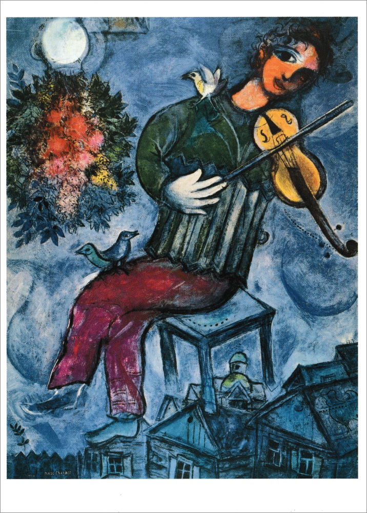 Kunstkarte Marc Chagall "Der blaue Geiger" Kunstkarte Marc Chagall "Der blaue Geiger"