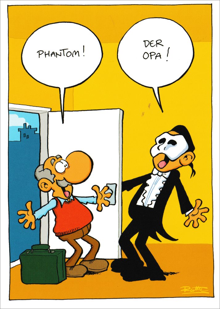 Postkarte Ralph Ruthe "Phantom! Der Opa!"