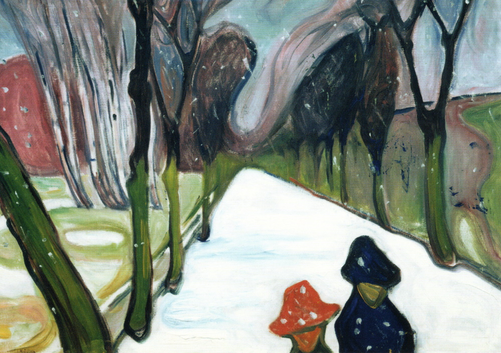 Kunstkarte Edvard Munch "Allee im Schneegestöber"