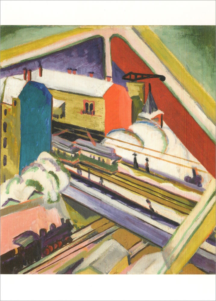 Kunstkarte Ernst Ludwig Kirchner "Wannseebahn durch das Atelierfenster gesehen"