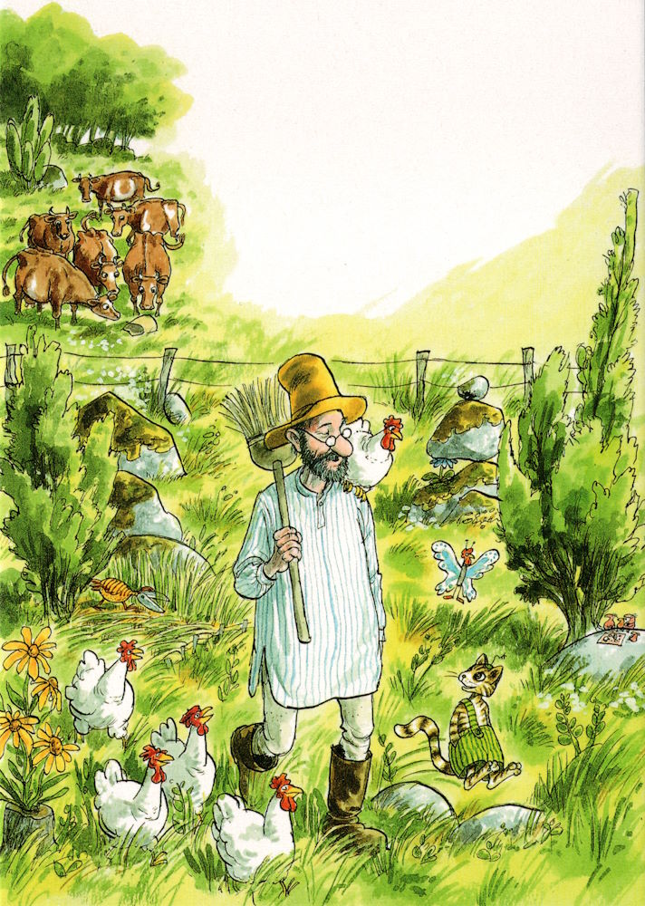 Postkarte "Pettersson und Findus: Huhn landet auf Pettersson" Postkarte "Pettersson und Findus: Huhn landet auf Pettersson"