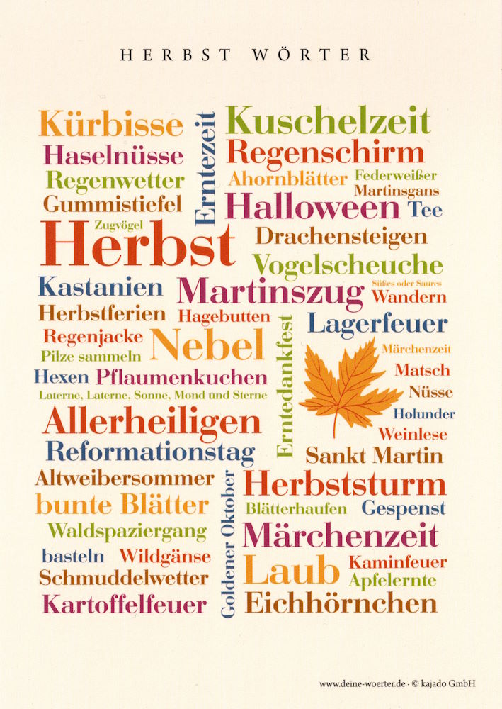 Postkarte "Herbst-Wörter"