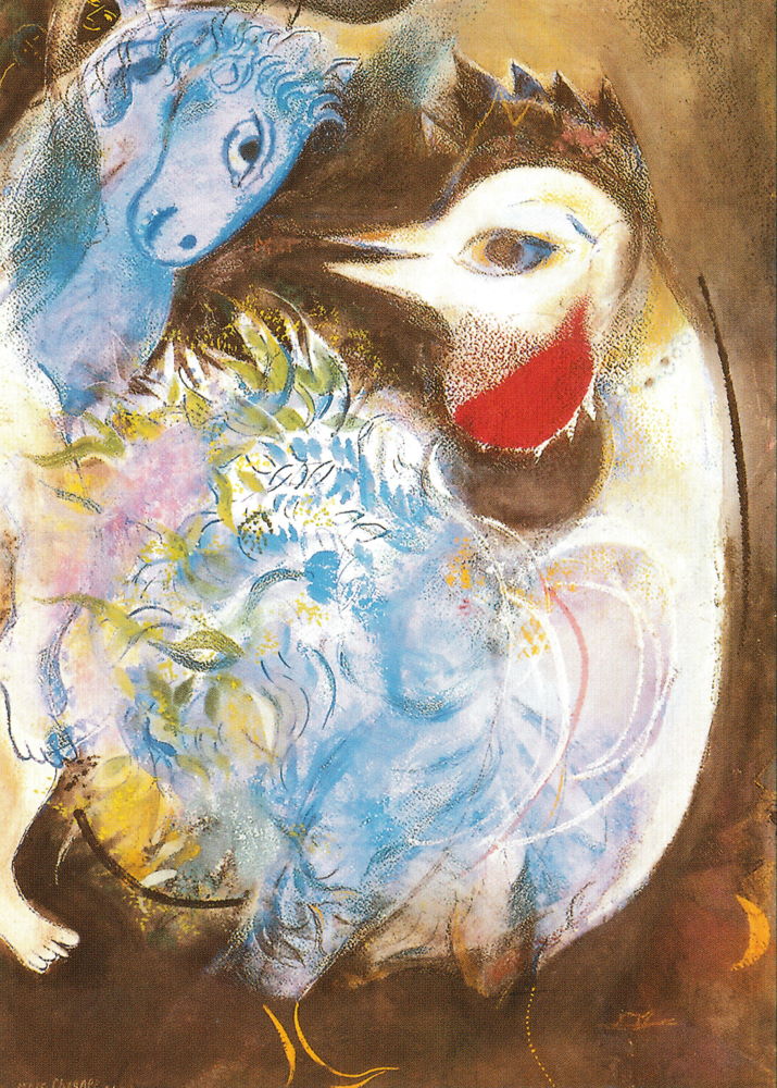 Kunstkarte Marc Chagall "Die Federn in Blüte"