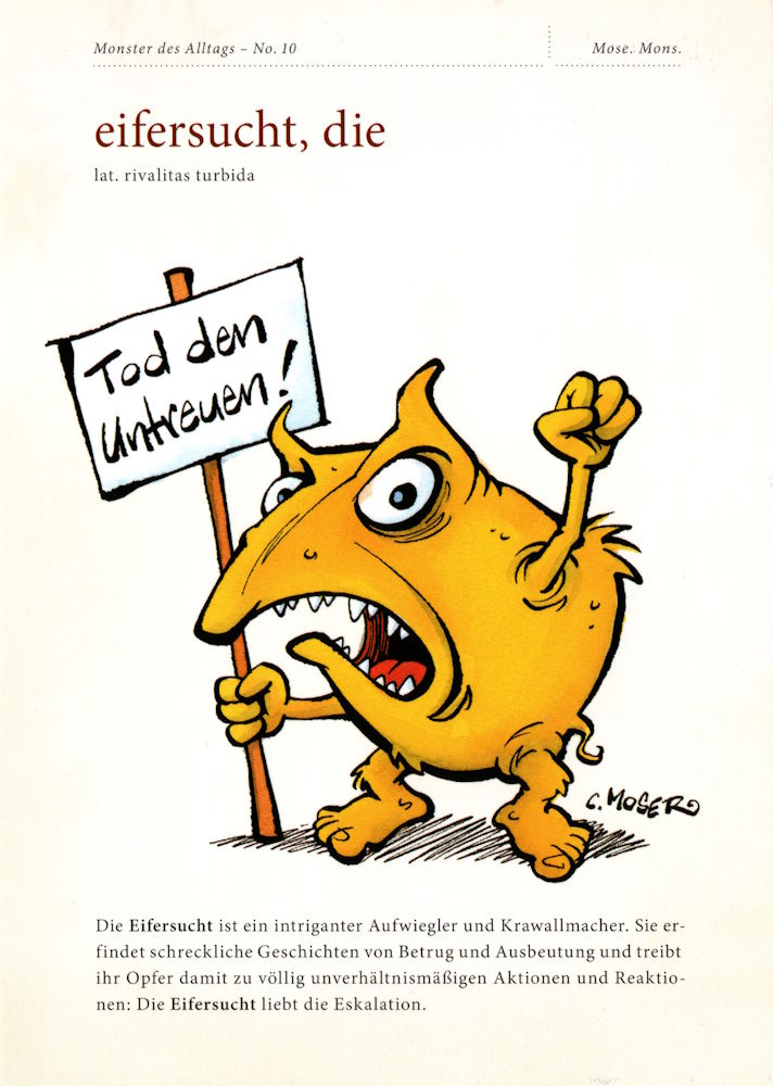 Postkarte "Monster des Alltags - No. 10: eifersucht, die"