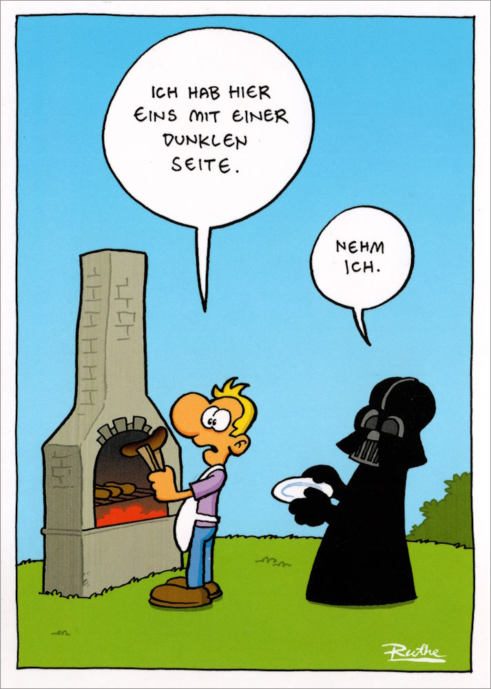 Postkarte Ralph Ruthe "Ich hab hier eins mit einer dunklen Seite."