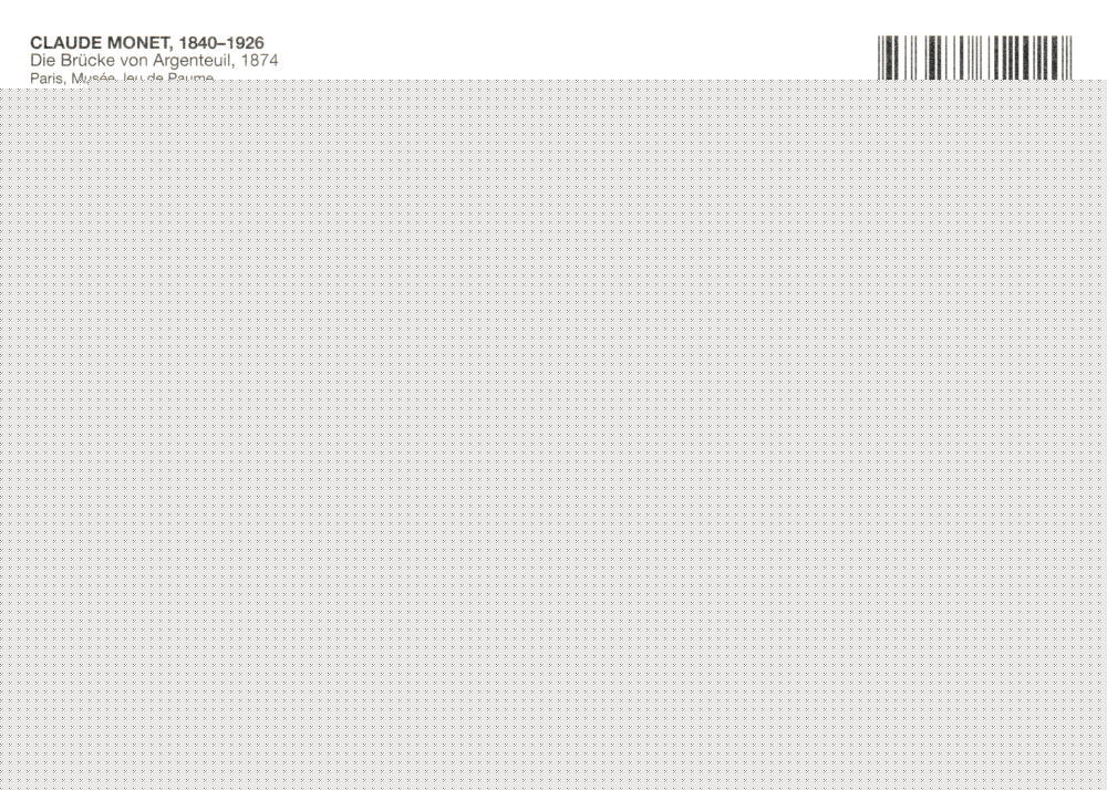 Kunstkarte Claude Monet "Die Brücke von Argenteuil" (Rückseite)