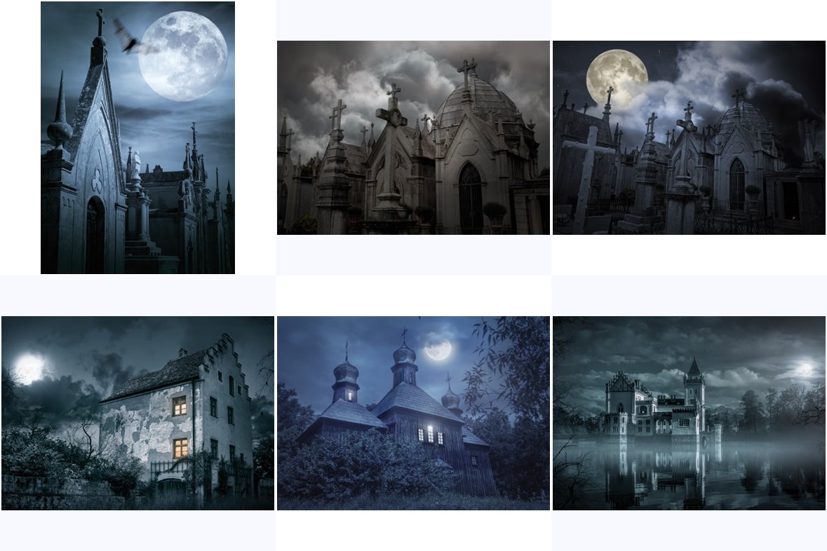 Postkarten-Set "Mystic Houses, Castles, Cemeteries"