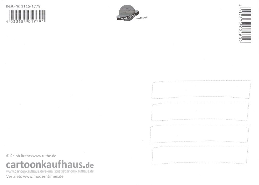 Postkarte Ralph Ruthe "Das heisst "Ich möchte"!" (Rückseite)