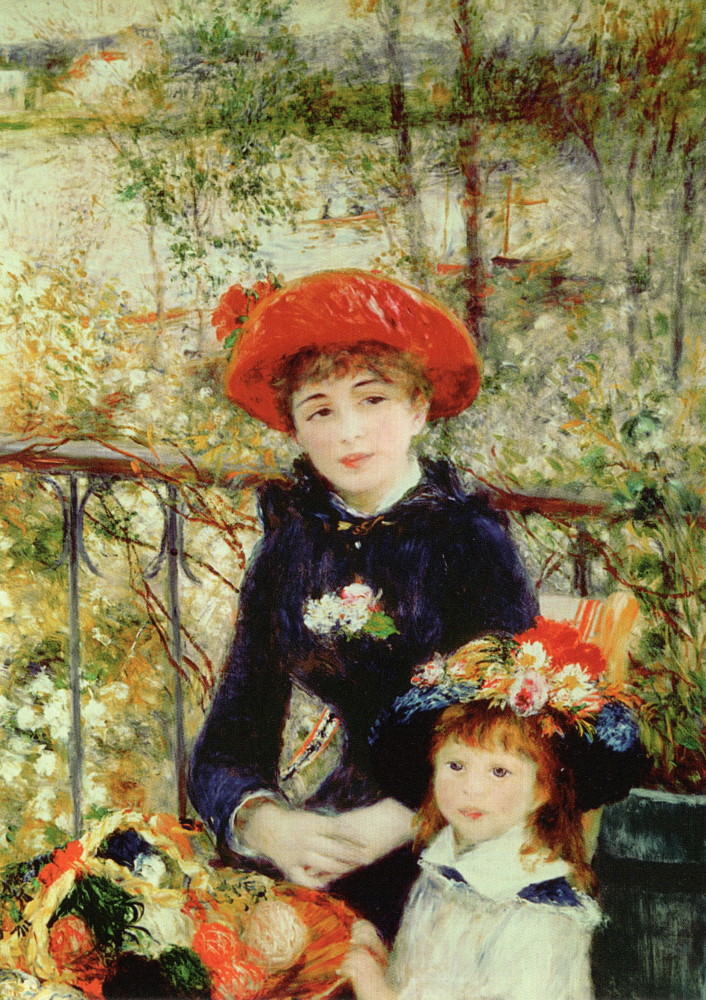Kunstkarte Pierre Auguste Renoir "Zwei Schwestern (Auf der Terrasse)"