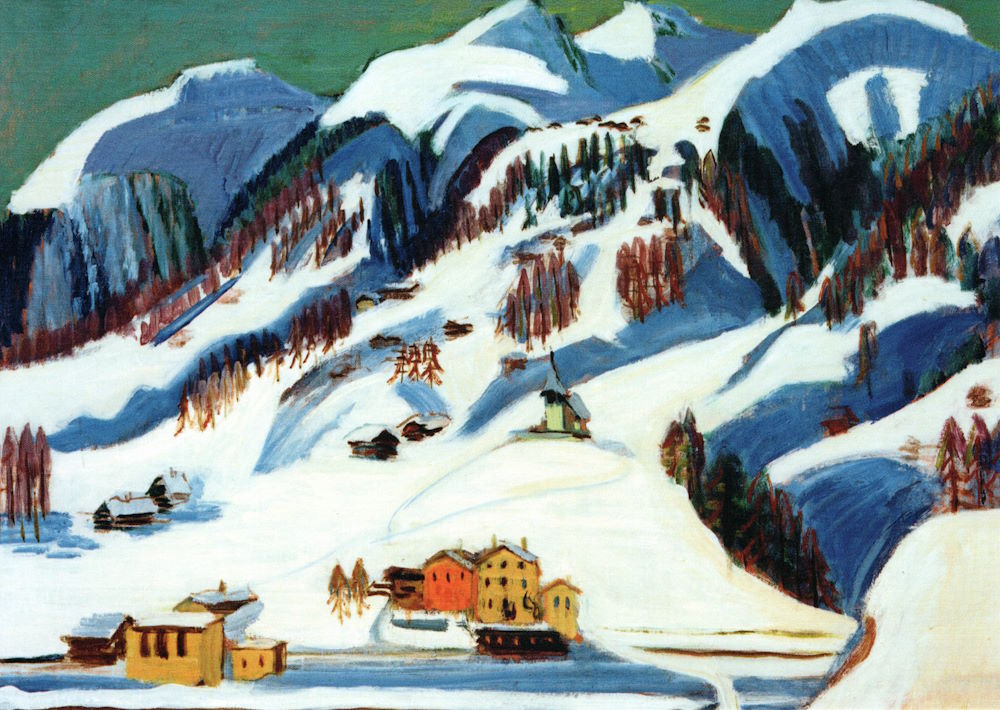 Kunstkarte Ernst Ludwig Kirchner "Berge und Häuser im Schnee"