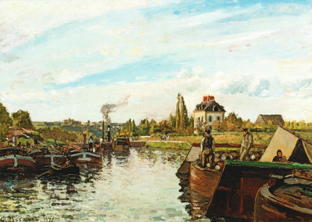 Kunstkarte Camille Pissarro "Barke auf der Seine bei Bougival" Kunstkarte Camille Pissarro "Barke auf der Seine bei Bougival"