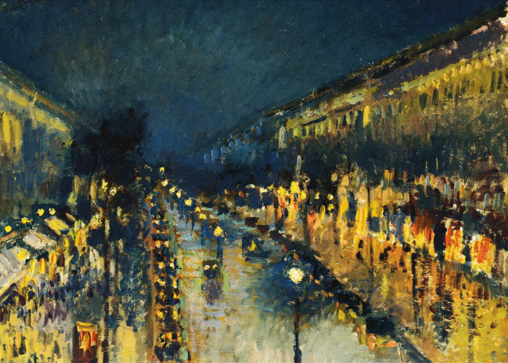 Kunstkarte Camille Pissarro "Montmartre bei Nacht"