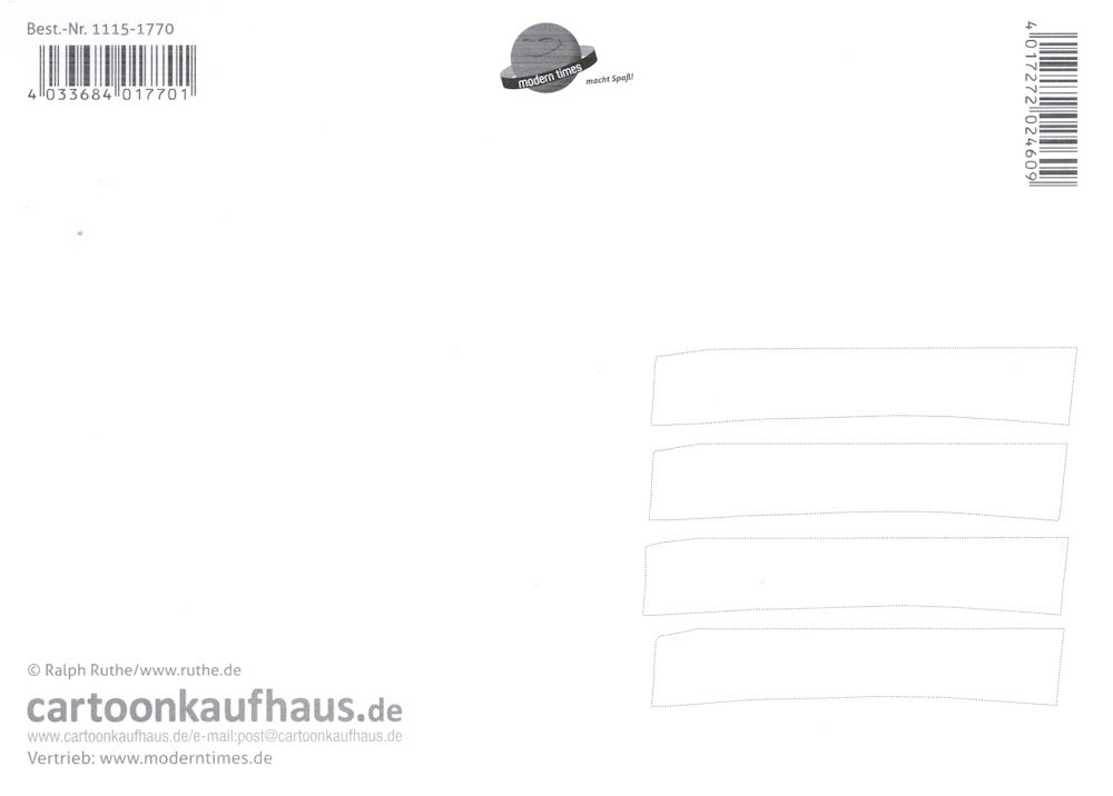 Postkarte Ralph Ruthe "Haben Sie an Ihre Versichertenkarte gedacht?" (Rückseite)