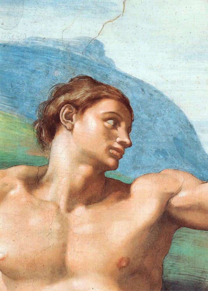 Kunstkarte Michelangelo "Die Erschaffung Adams (Ausschnitt: Adam)"