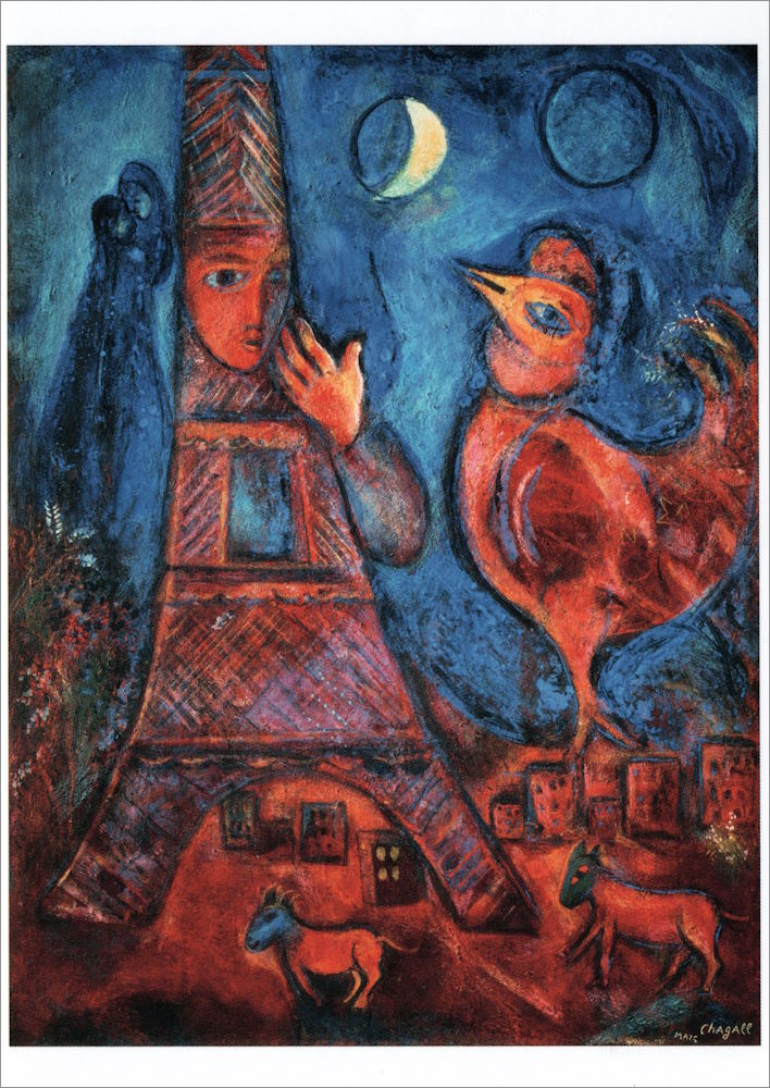Kunstkarte Marc Chagall "Bonjour Paris"
