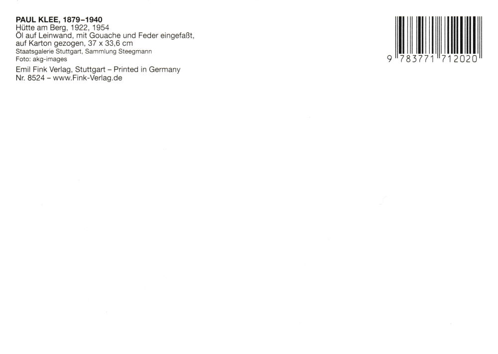 Kunstkarte Paul Klee "Hütte am Berg"