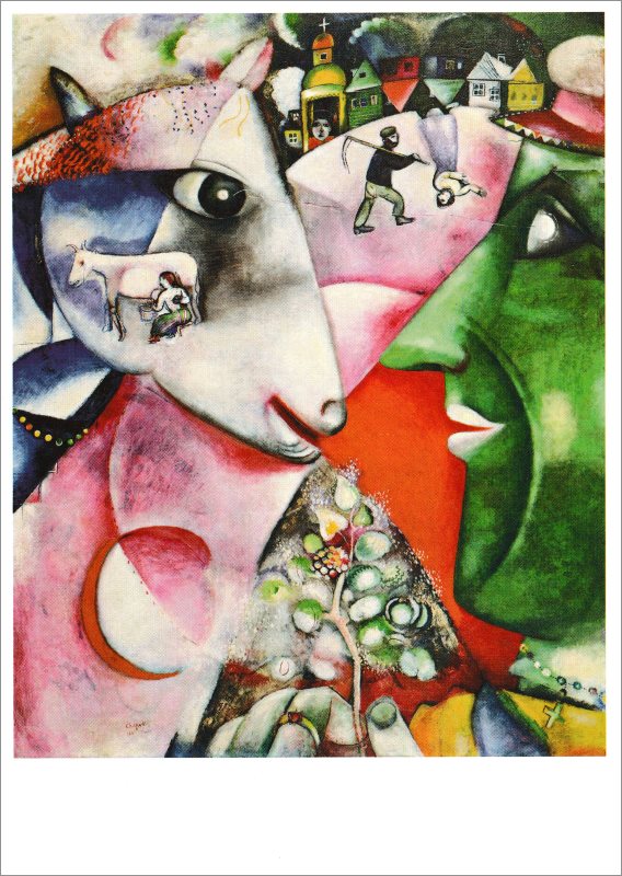 Kunstkarte Marc Chagall "Ich und das Dorf"