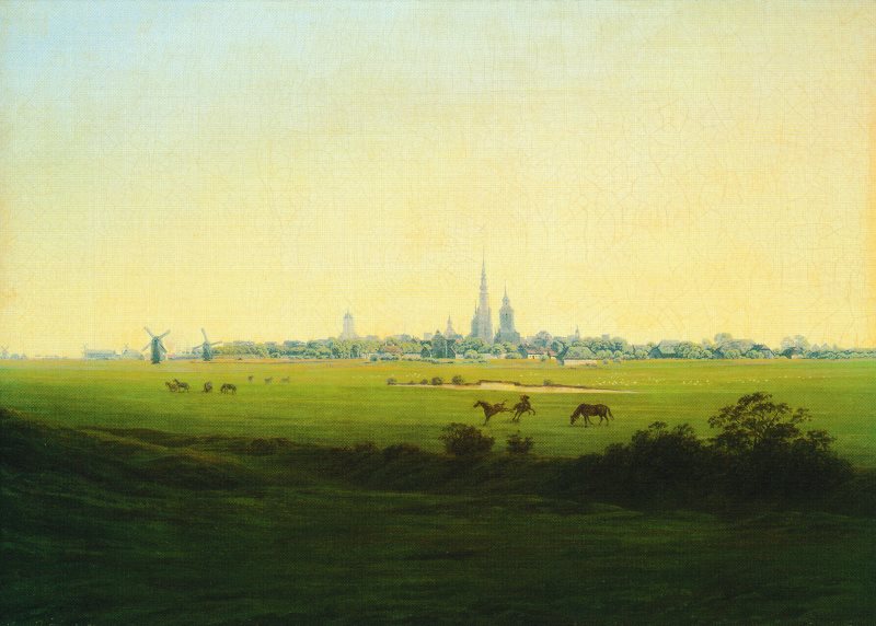 Kunstkarte Caspar David Friedrich "Wiesen bei Greifswald"
