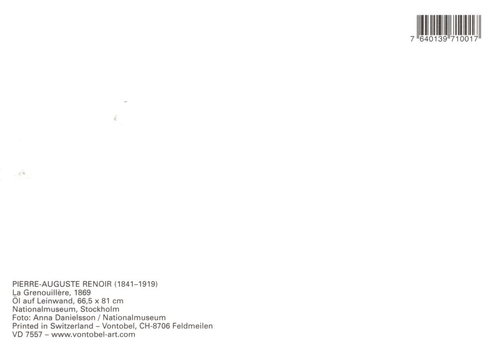 Kunstkarte Pierre Auguste Renoir "La Grenouillère" (Rückseite)