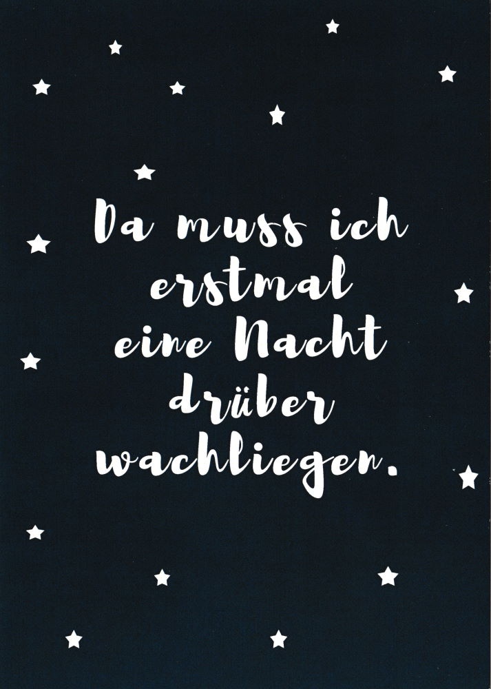 Postkarte "Da muss ich erstmal eine Nacht drüber wachliegen."