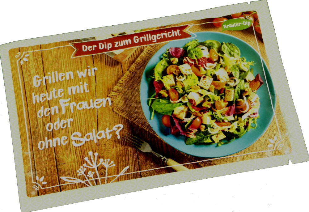 Kräuter-Dip-Karte "Grillen wir heute mit den Frauen oder ohne Salat?"