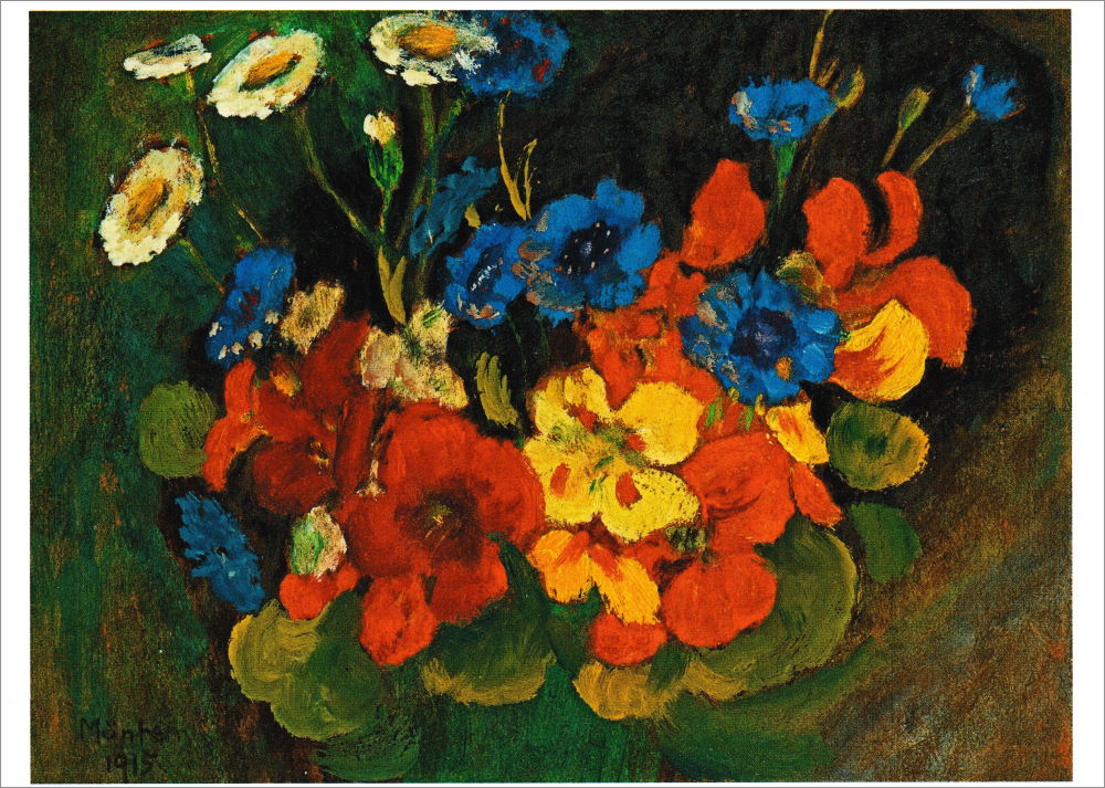 Kunstkarte Gabriele Münter "Kapuzinerkresse und Kornblumen"