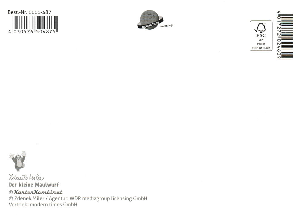 Postkarte "Der kleine Maulwurf liest Hase und Igel vor"