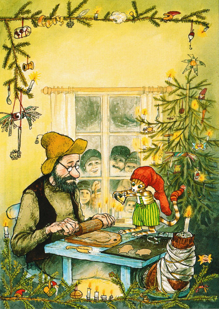 Postkarte "Pettersson und Findus: Pettersson bäckt Weihnachtsgebäck"