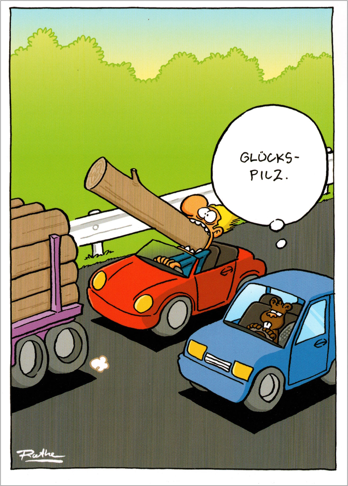 Postkarte Ralph Ruthe "Glückspilz." Postkarte Ralph Ruthe "Glückspilz."