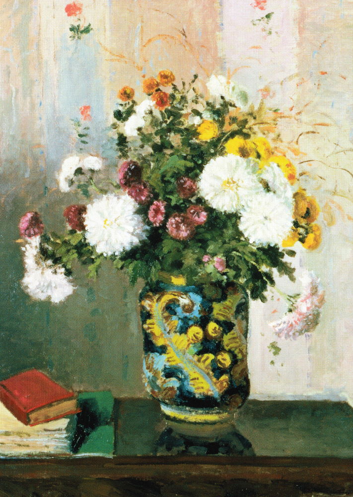 Kunstkarte Camille Pissarro "Blumenstrauß, Chrysanthemen"