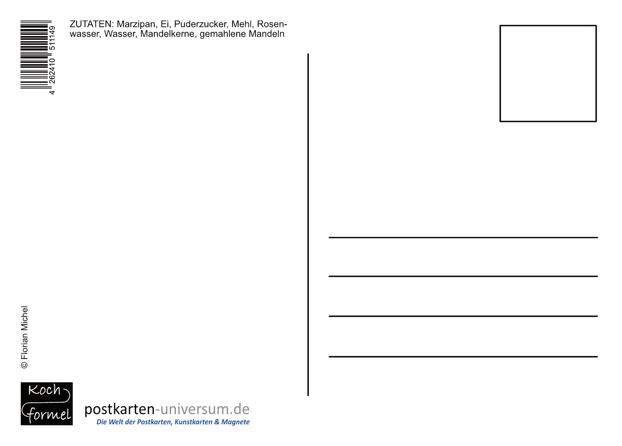 Rezept-Postkarte "Weihnachtsgebäck: Bethmännchen"