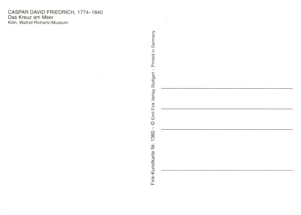 Kunstkarte Caspar David Friedrich "Das Kreuz am Meer" (Rückseite)