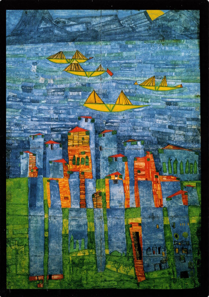 Kunstkarte Hundertwasser "Gelbe Schiffe - Das Meer von Tunis und Taormina" Kunstkarte Hundertwasser "Gelbe Schiffe - Das Meer von Tunis und Taormina"