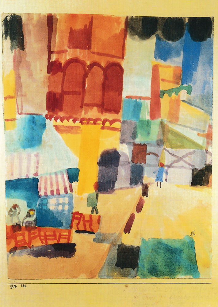Kunstkarte Paul Klee "Vor einer Moschee in Tunis"