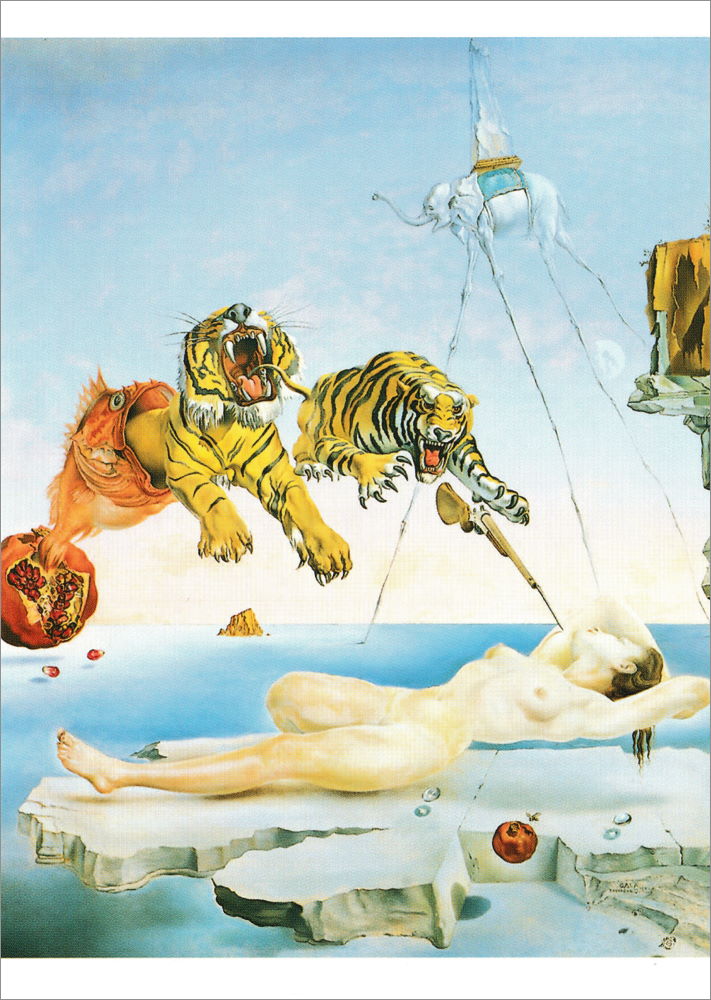 Kunstkarte Salvador Dalí "Durch den Flug einer Biene verursachter Traum" Kunstkarte Salvador Dalí "Traum, verursacht durch den Flug einer Biene"