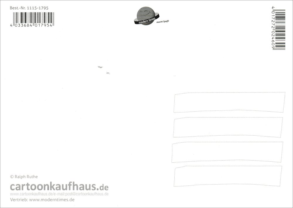 Postkarte Ralph Ruthe "Was machst Du da? Den Montag." (Rückseite)