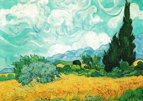 Kunstkarte Vincent van Gogh "Weizenfeld mit Zypressen"