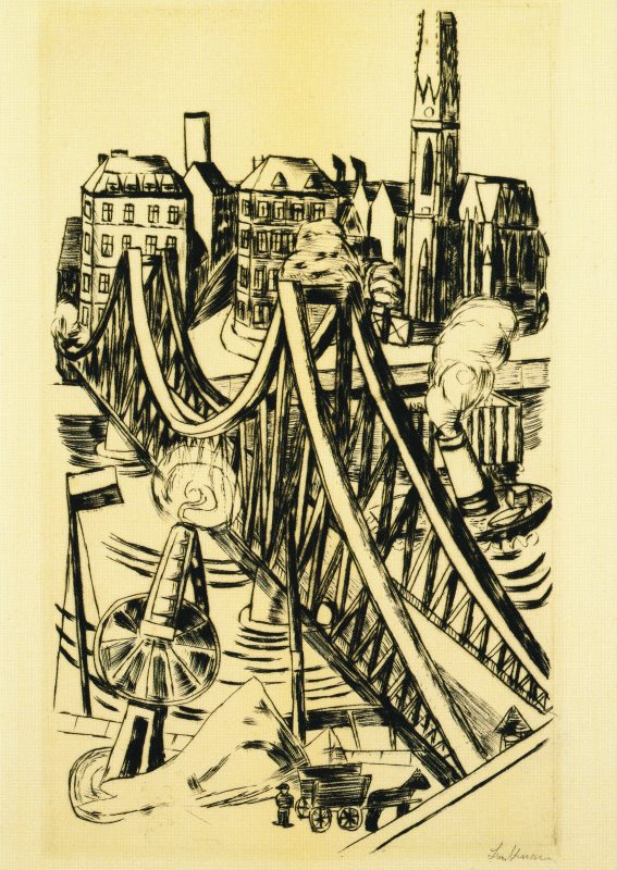 Kunstkarte Max Beckmann "Der eiserne Steg in Frankfurt am Main"