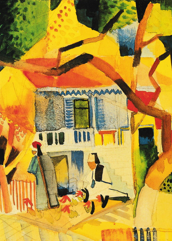 Kunstkarte August Macke "Innenhof des Landhauses St. Germain, Tunis"