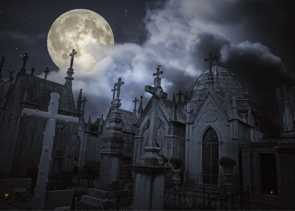 Postkarte "Alter Friedhof in einer Vollmondnacht" Postkarte "Alter Friedhof in einer Vollmondnacht"