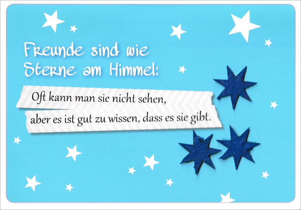 Grußkarte mit Blumensamen "Freunde sind wie Sterne am Himmel: Oft kann man ..." Grußkarte mit Blumensamen "Freunde sind wie Sterne am Himmel: Oft kann man ..."