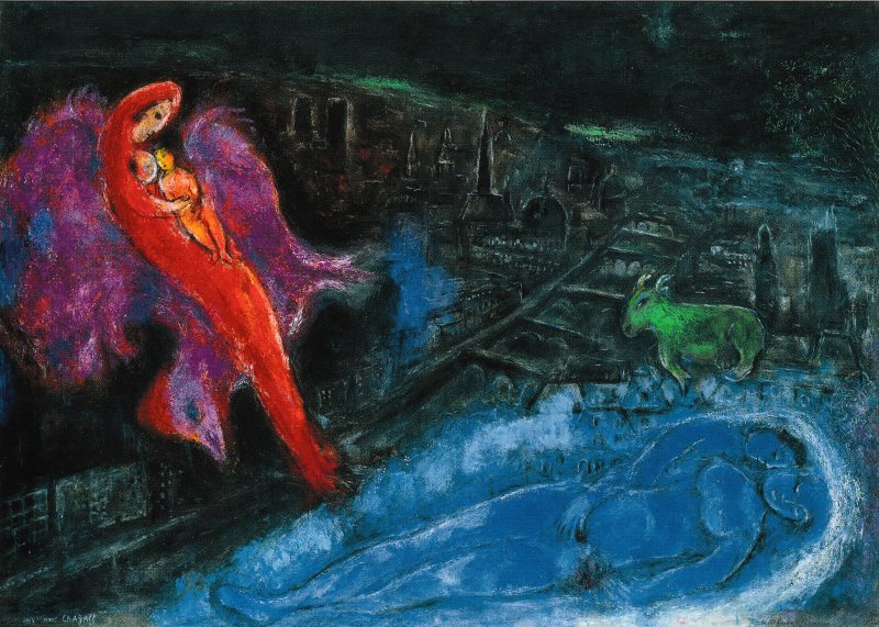 Kunstkarte Marc Chagall "Die Seinebrücken"