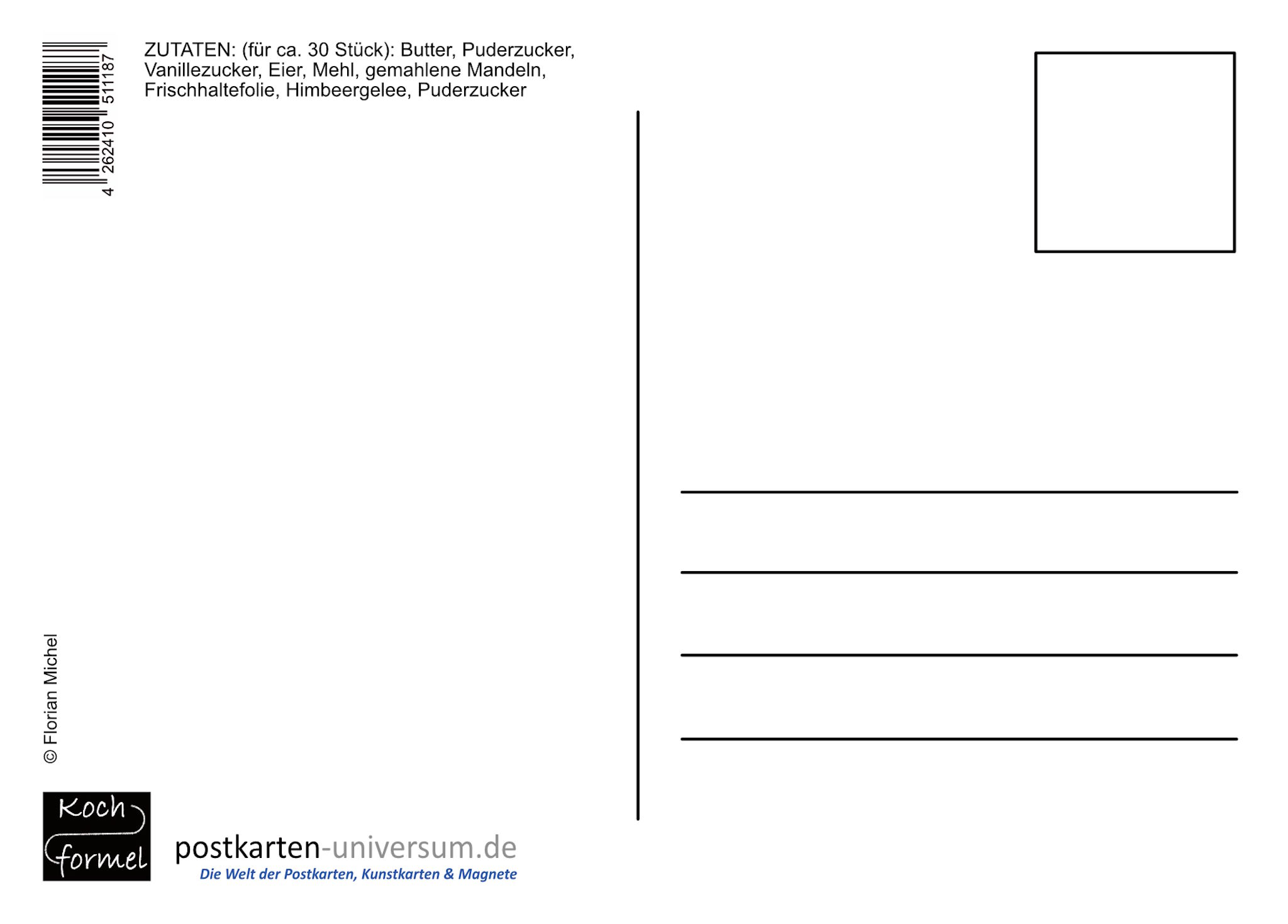 Rezept-Postkarte "Weihnachtsgebäck: Spitzbuben"