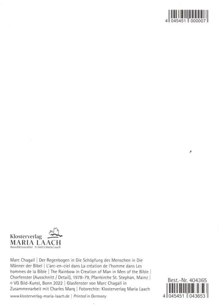 Kunstkarte Marc Chagall "Der Regenbogen" (Rückseite)