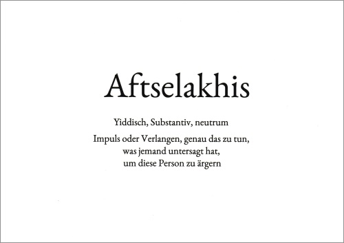 Wortschatz-Postkarte "Aftselakhis"